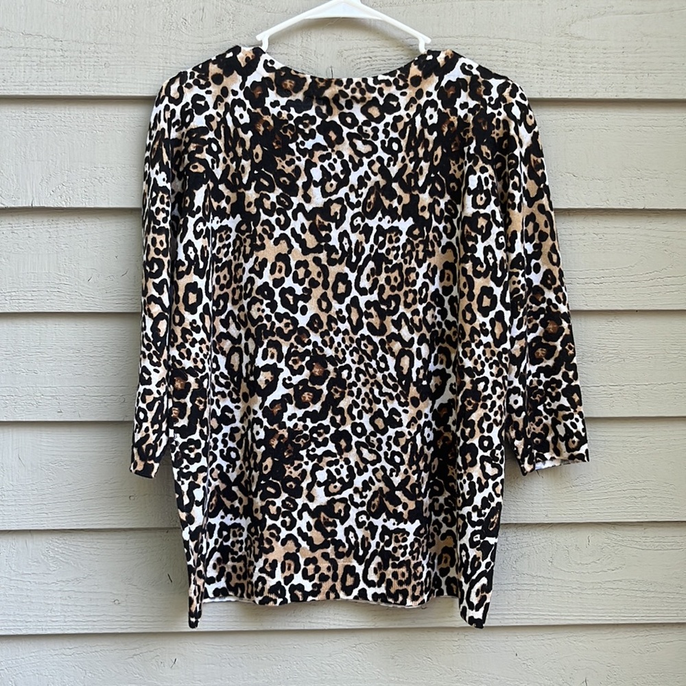 1x Talbots like new plus petite leopard pure merino wool knit sweater Wild hope - Picture 9 of 10